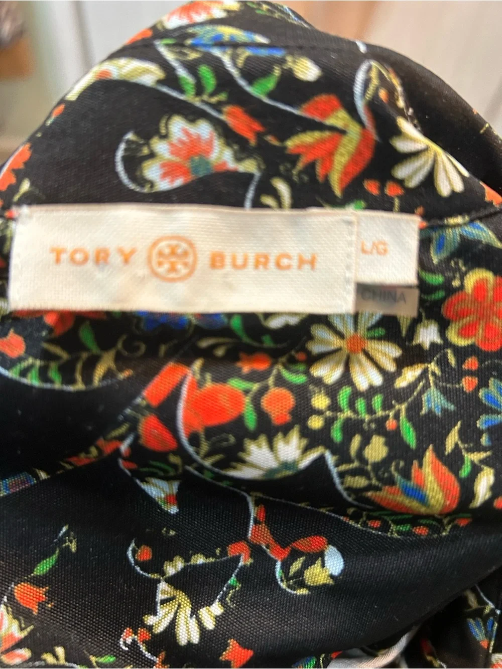 Tory Burch Black Floral Long Sleeve Shirt Dress